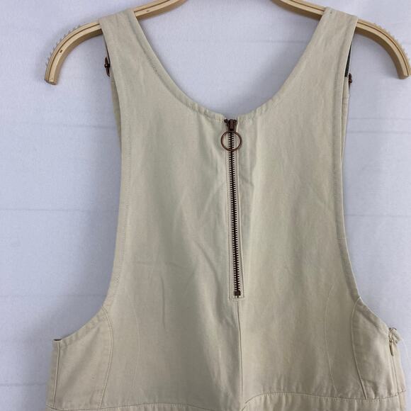 Hurley Modernist Zip Painter Overalls Women S Cream Cotton Canvas Streetwear NWT - Picture 3 of 13